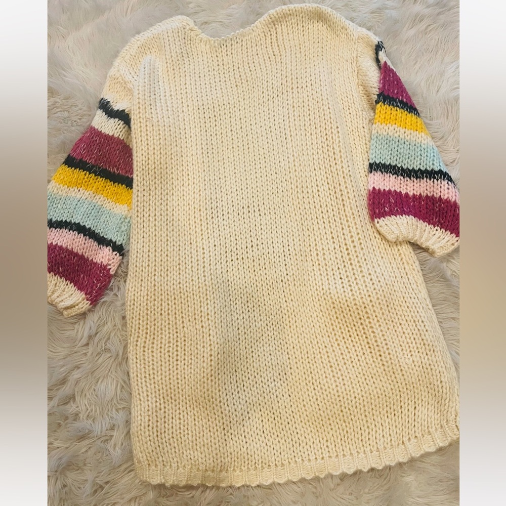 Cream bubble sleeve cardigan New Size medium - Picture 6 of 7